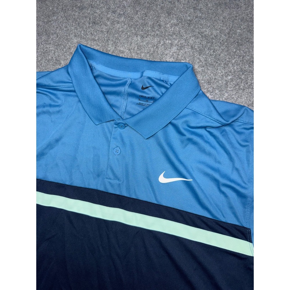 Nike Golf Polo Shirt Mens XL Blue Victory Short Sleeve Dri Fit Performance